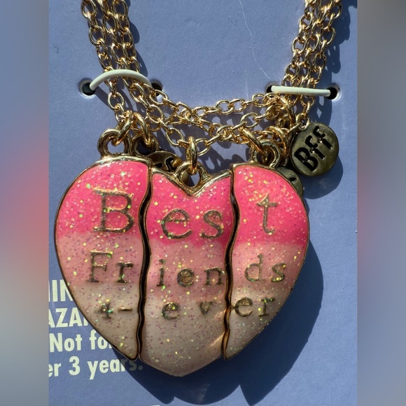 Claire's Best Friends Pink Ombré Heart Pendant Necklaces - 3 Pack - Picture 3 of 10